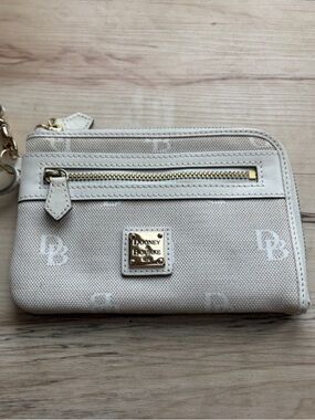Dooney & Bourke Cream Logo wallet Wristlet with Gold Hardware